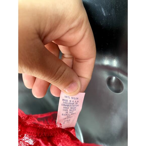 Vintage Red Lace Plunge V Neck Bodysuit - Picture 7 of 7